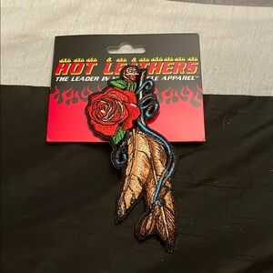 Hot Topic Red and Gold Rose Feather Brooch